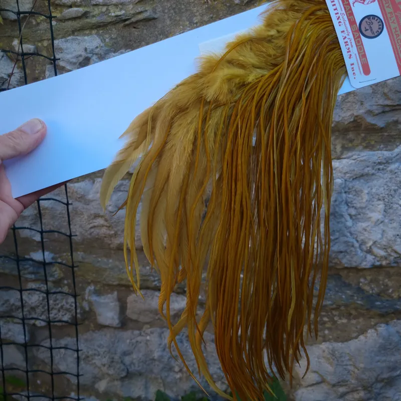 Whiting 1/2 BRONZE Grade Dry Fly Rooster Saddle in Golden Olive-5